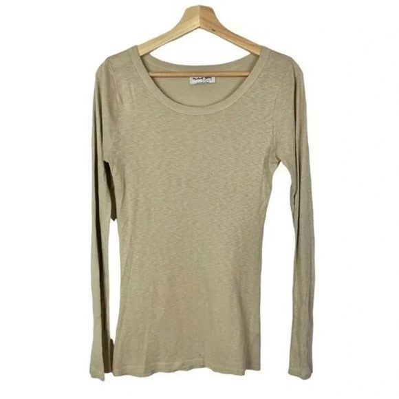 Anthropologie Michael Stars Beige Slub Long Sleeve T-Shirt OS - Picture 1 of 4